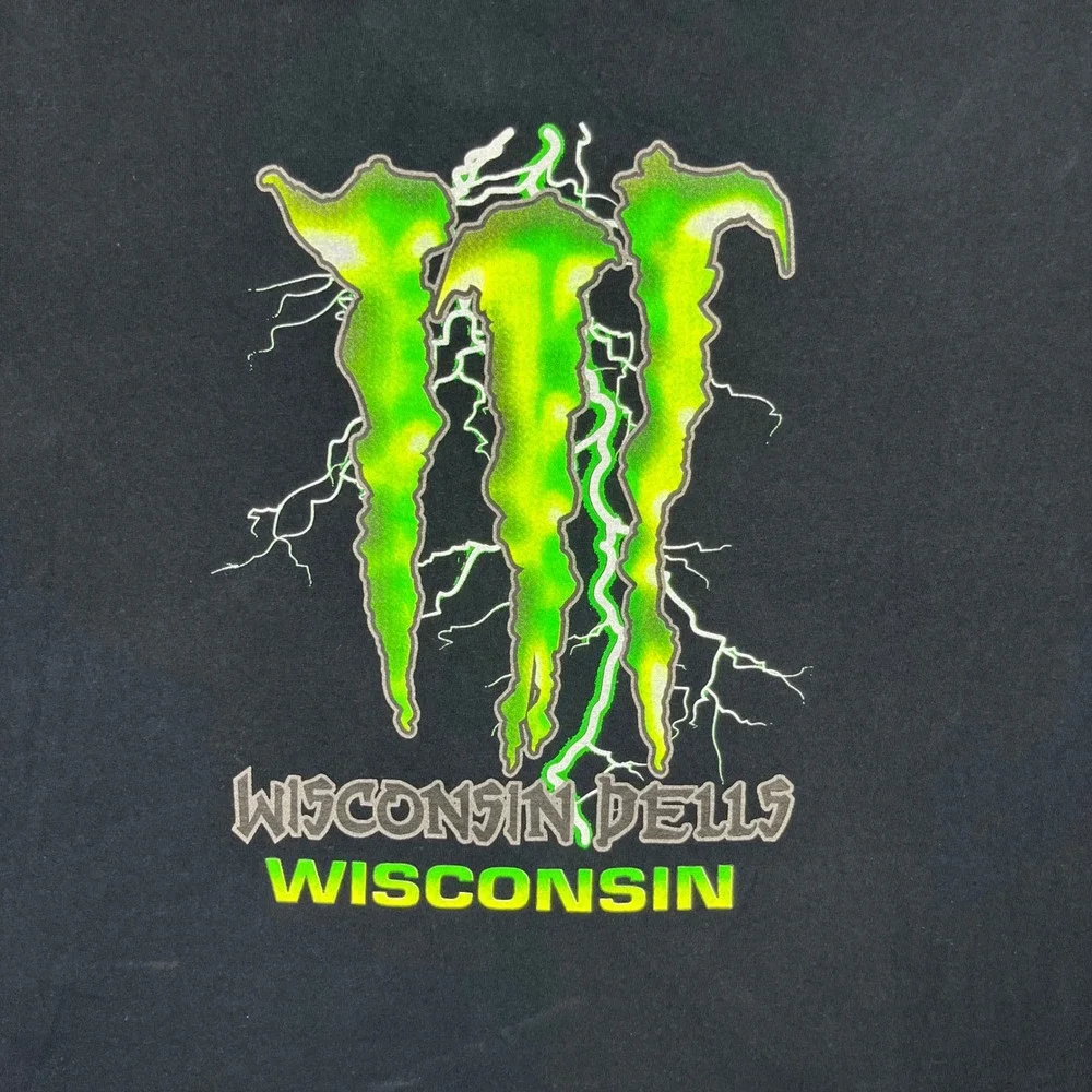 Gildan T-Shirt Mens XL Black Wisconsin Dells Monster Energy Style Tee